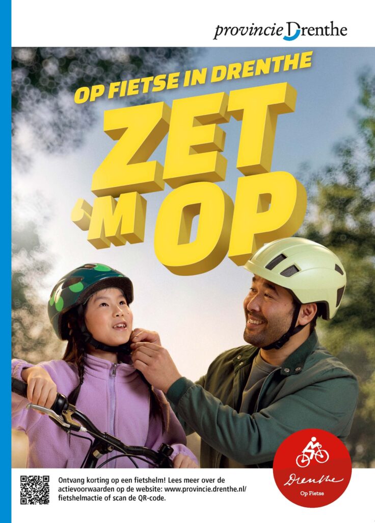 Vanaf 15 april 2026, tijdens de Nationale Dag van de Fietshelm, kunnen inwoners van Drenthe profiteren van een aantrekkelijke kortingsactie op fietshelmen.